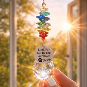 Personalized Pet Memorial Suncatcher - Rainbow Bridge Keepsake - Dog Sympathy Gift
