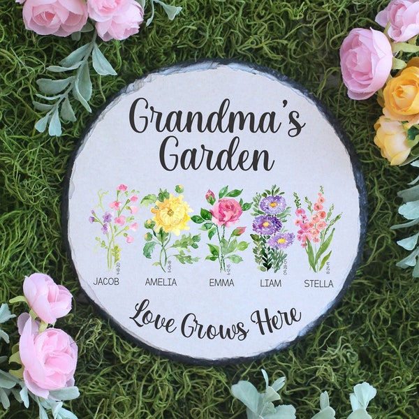 Birth Flower Personalized Gift | Personalized Garden Stone | Personalized Gift For Her | Gifts For Her | Grandma Gift | Gift For Mom | Gifts