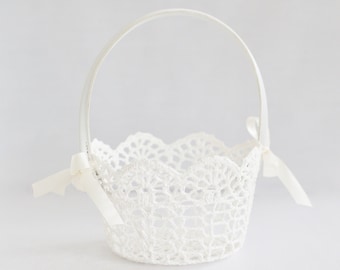 Flower Girl Basket | Lace Basket | Lace Flower Girl Basket | Flower Girl Baskets | Wedding Basket | White Basket | Flower Girl Gift | Gifts