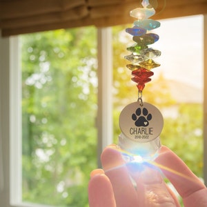 Pet Memorial Suncatcher – Personalized Pet Sympathy Gift – Custom Dog & Cat Loss Keepsake – Rainbow Bridge Ornament