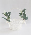 Flower Girl Basket | Eucalyptus | Lace Basket | Lace Flower Girl Basket | Flower Girl Baskets | Wedding Basket | White Basket | Flower Girls