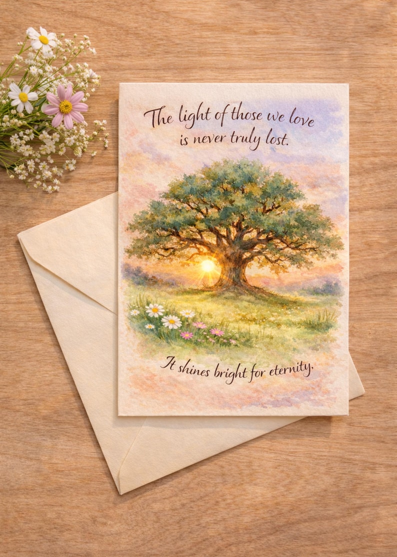 The Light Remains Sympathy Card, Loss of Loved One, Memorial Gift ...