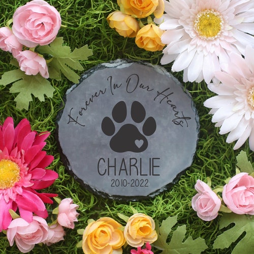 Personalized Pet Memorial Stone: Paw Print Grave Marker, Dog Cat Sympathy Gift