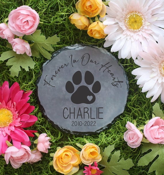 Personalized Pet Memorial Stone: Paw Print Grave Marker, Dog Cat Sympathy Gift