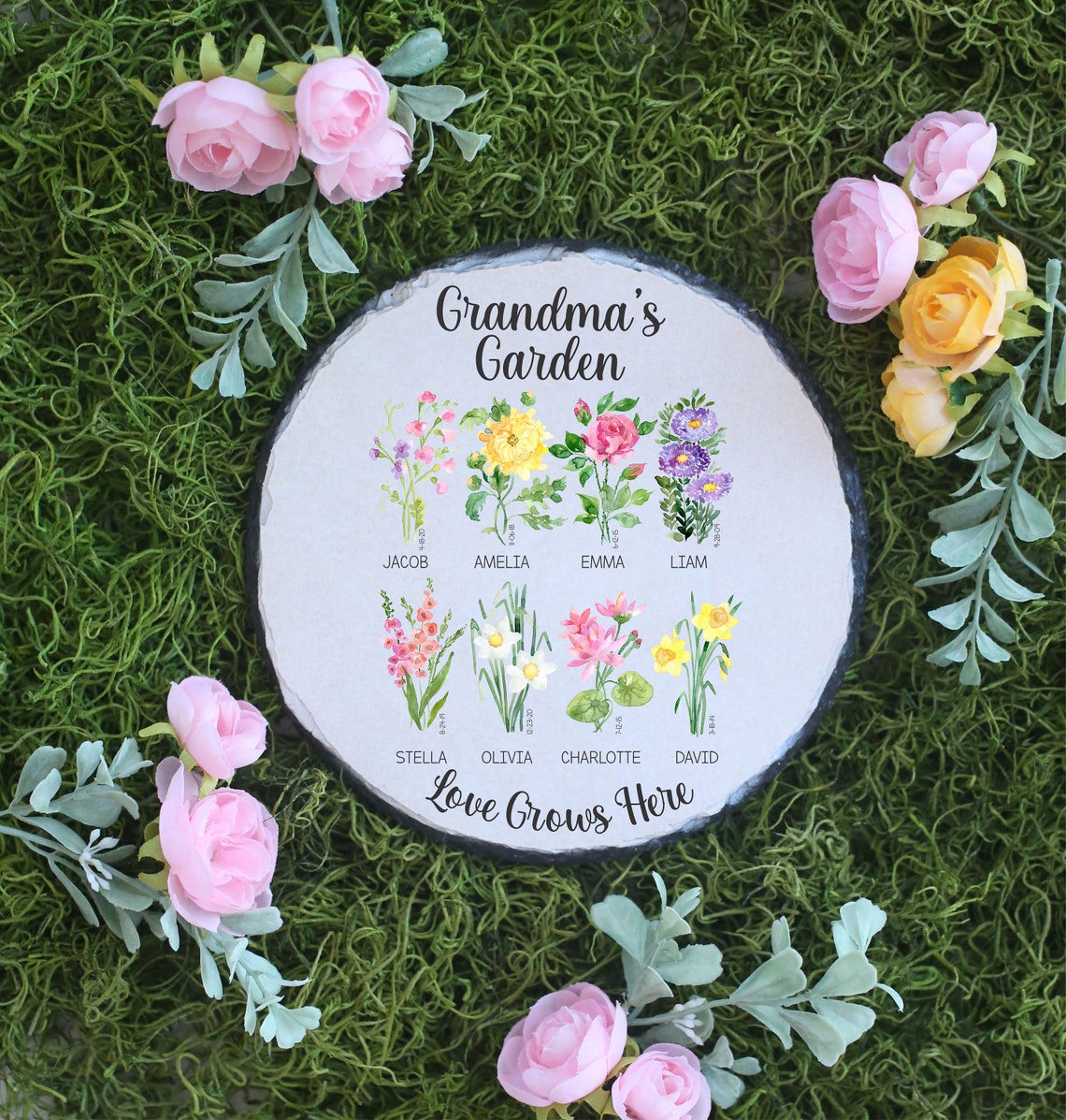 Birth Flower Personalized Gift Personalized Garden Stone Etsy