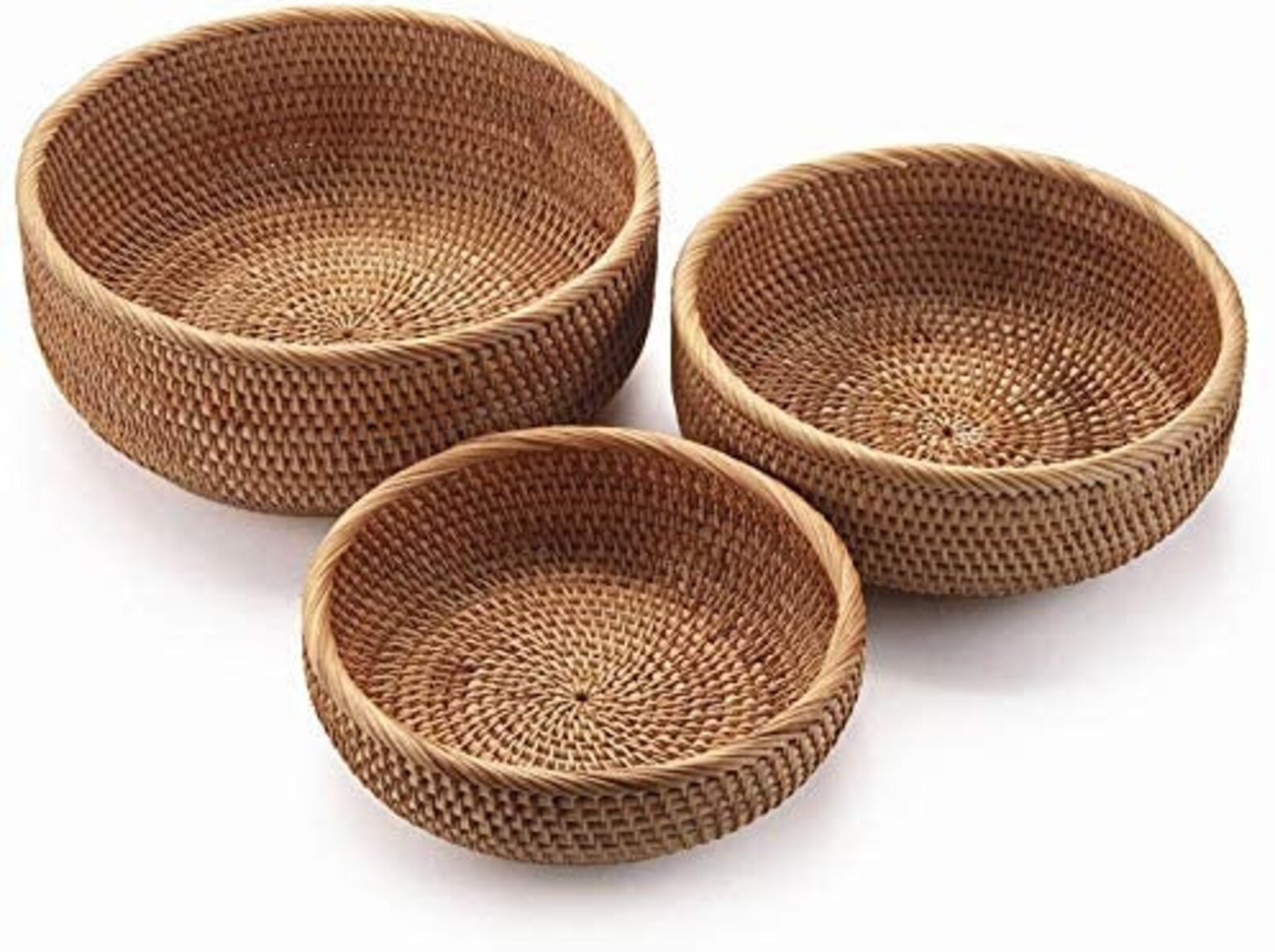 Rustic round rattan woven basket Ottoman storage baskets Etsy