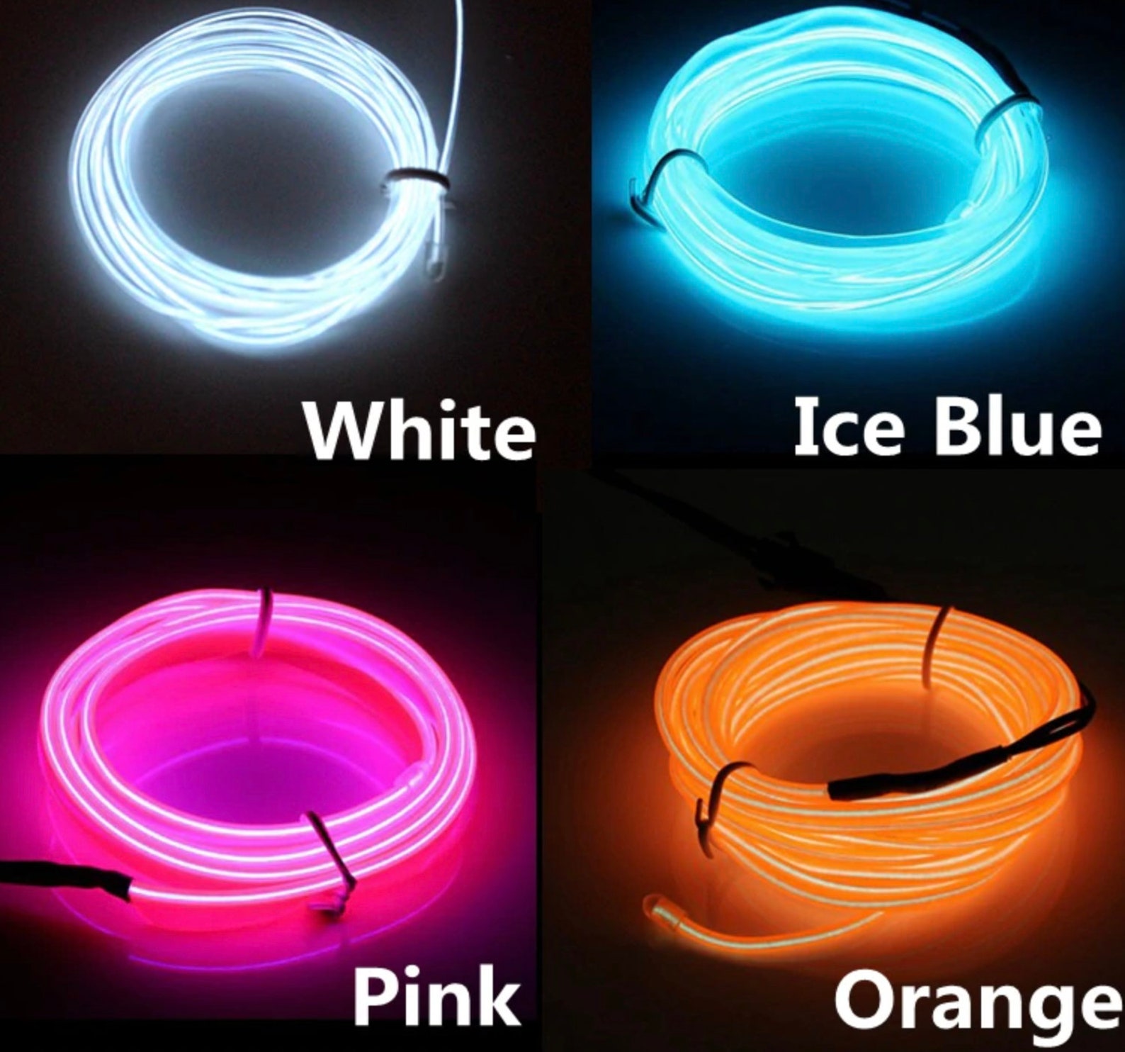 Neon EL Wire lights 9.9FT 10 colours LED Strip waterproof Etsy