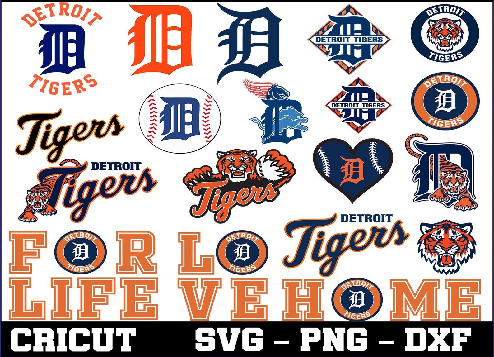 Detroit Tigers MLB Baseball Svg Dxf Eps Pdf Png Cricut Etsy