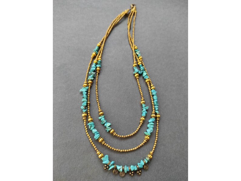 Blue Chip Stone Jewelry Gift For Mum Multi Layer Turquoise Necklace
