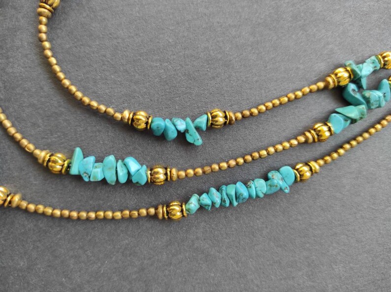Blue Chip Stone Jewelry Gift For Mum Multi Layer Turquoise Necklace