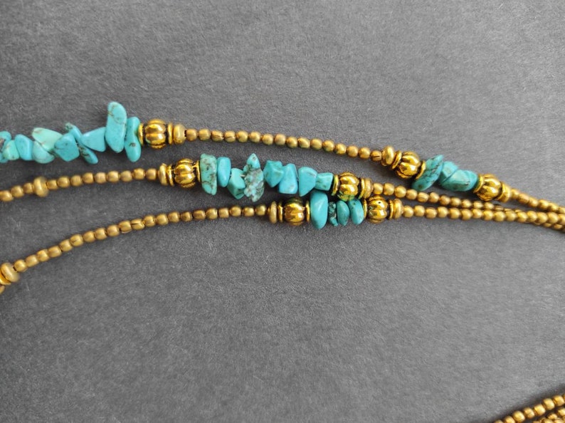 Blue Chip Stone Jewelry Gift For Mum Multi Layer Turquoise Necklace