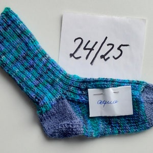 warme Wollsocken 24/25 handgestrickt Kindersocken aqua