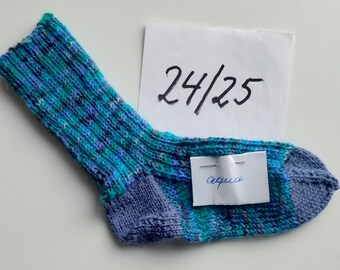 warme Wollsocken 24/25 handgestrickt - Kindersocken