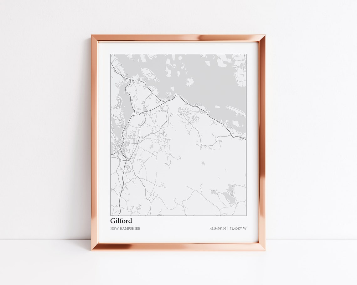 Gilford New Hampshire Map Print Lake Winnipesaukee Map Map Etsy