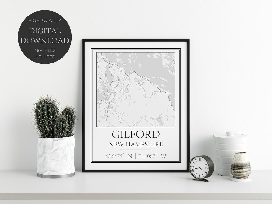 Gilford New Hampshire Map Print Lake Winnipesaukee Map Map Etsy