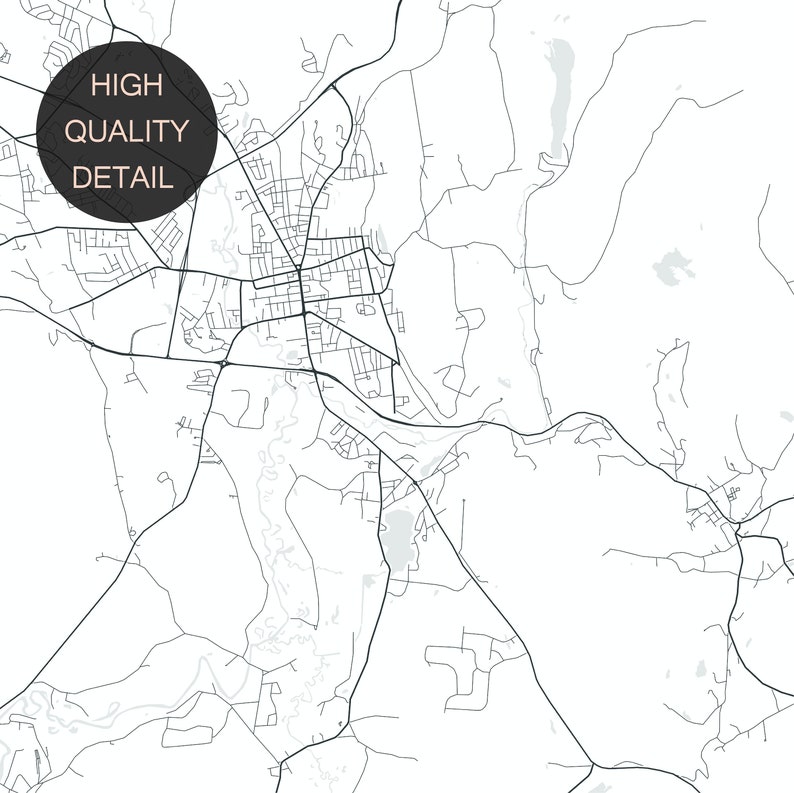 Keene New Hampshire Map Print Printable Street Map Map Art Etsy