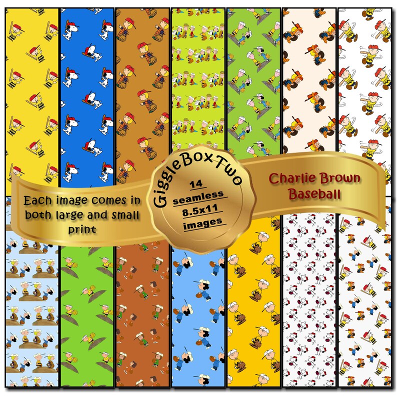 Charlie Brown Baseball Seamless Design Formatted for 8.5 X 11 by