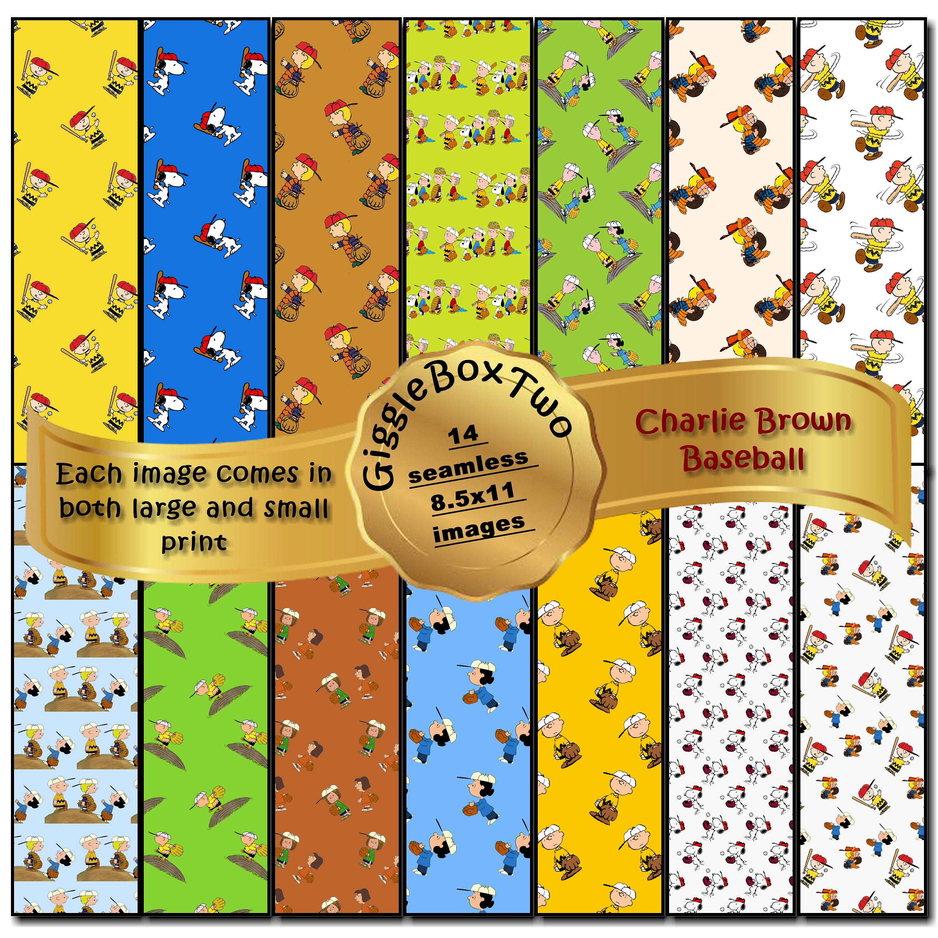 Charlie Brown Baseball Seamless Design Formatted for 8.5 X 11 by