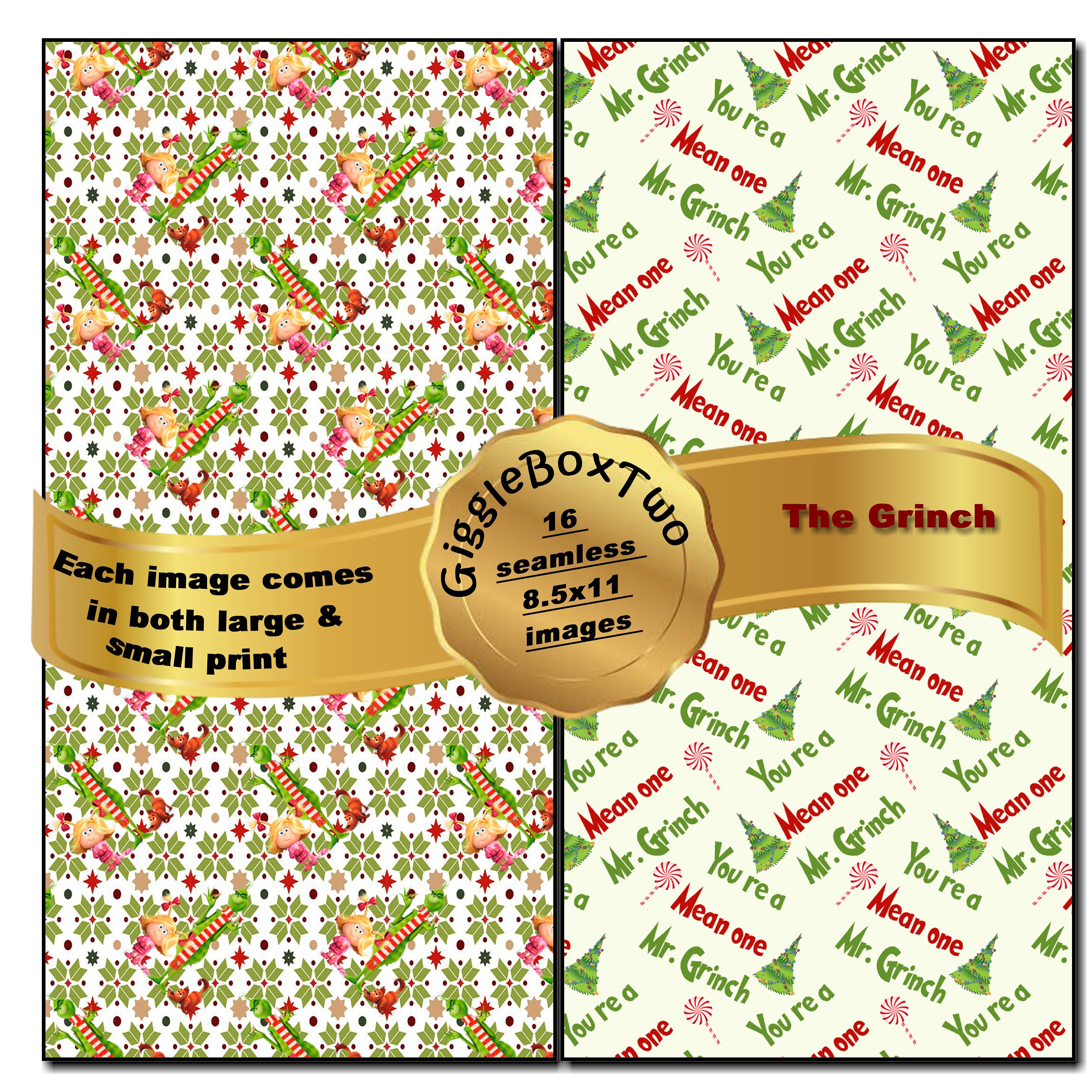 How the Grinch Stole Christmas Seamless Party Printable, Stationary,  Digital Paper, Scrapbook Paper, 8.5 X 11 Paper, Giggleboxdesignshop 