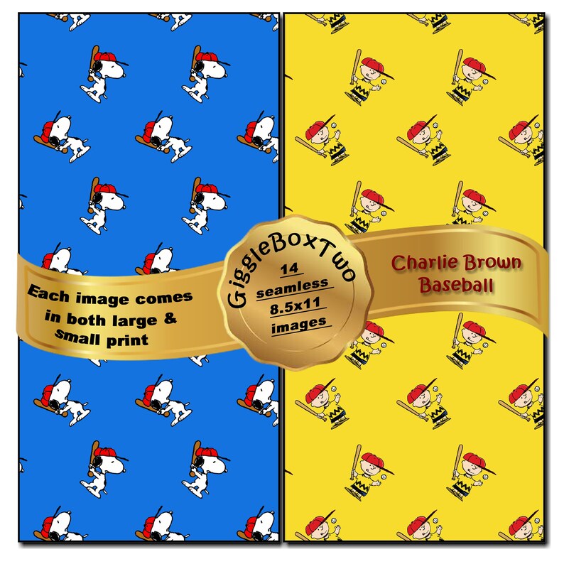 Charlie Brown Baseball Seamless Design Formatted for 8.5 X 11 by