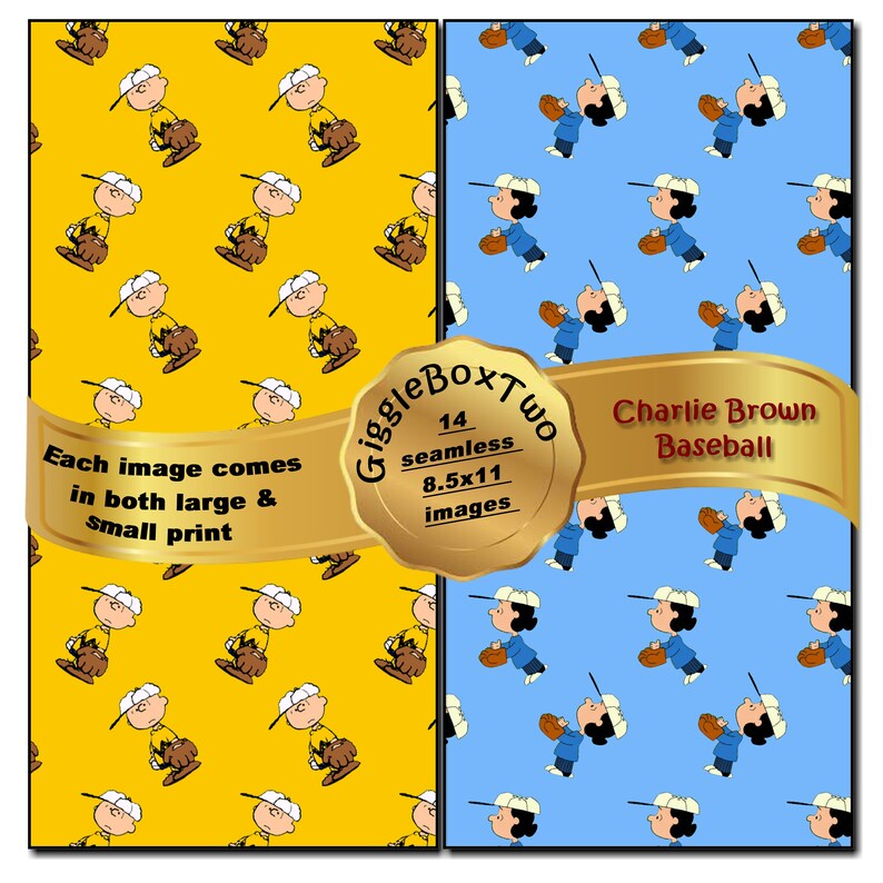 Charlie Brown Baseball Seamless Design Formatted for 8.5 X 11 by