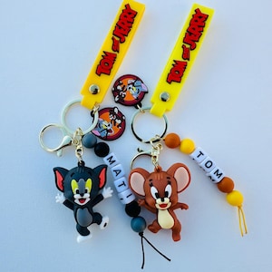 Tom&Jerry keychain W/name /Tom keychain w/name / Jerry Keychain/ Pendant keychain /Backpack Keychain /Gift keychain...