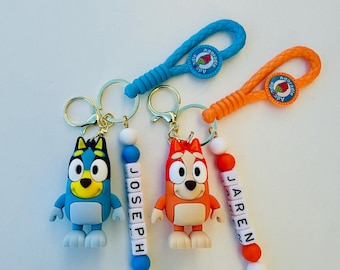 Bluey keychain and Bingo Keychain/ Keychain w/name /Pendant keychain/ Backpack Keychain /Gift keychain...