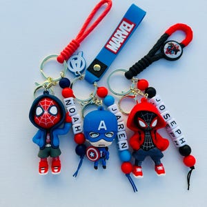 Spider-Man keychain w/name /Captain America /Marvel keychain w/name /Pendant keychain /Backpack Keychain /Gift keychain...