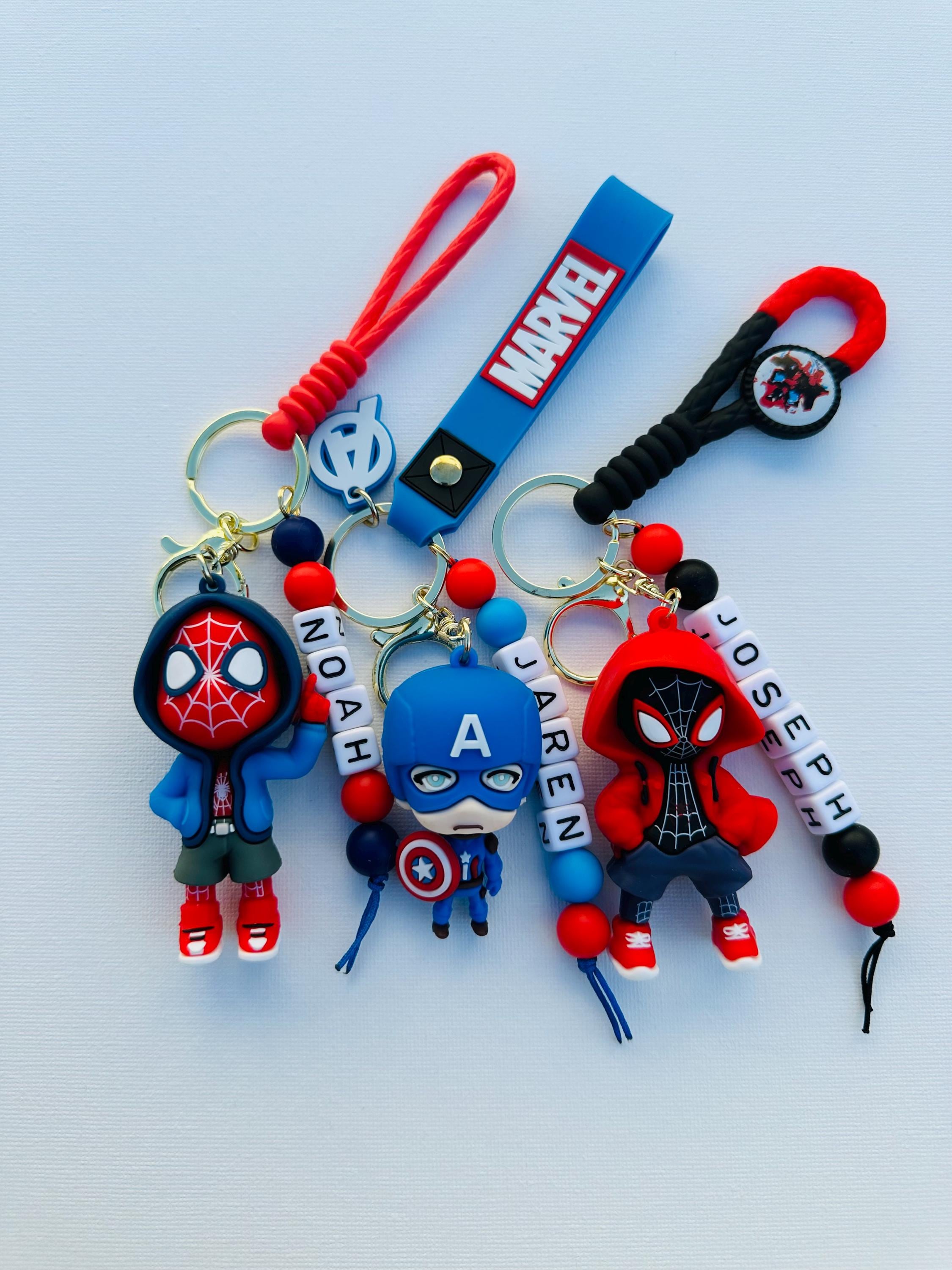 Spider-Man keychain w/name /Captain America /Marvel keychain w/name /Pendant keychain /Backpack Keychain /Gift keychain...