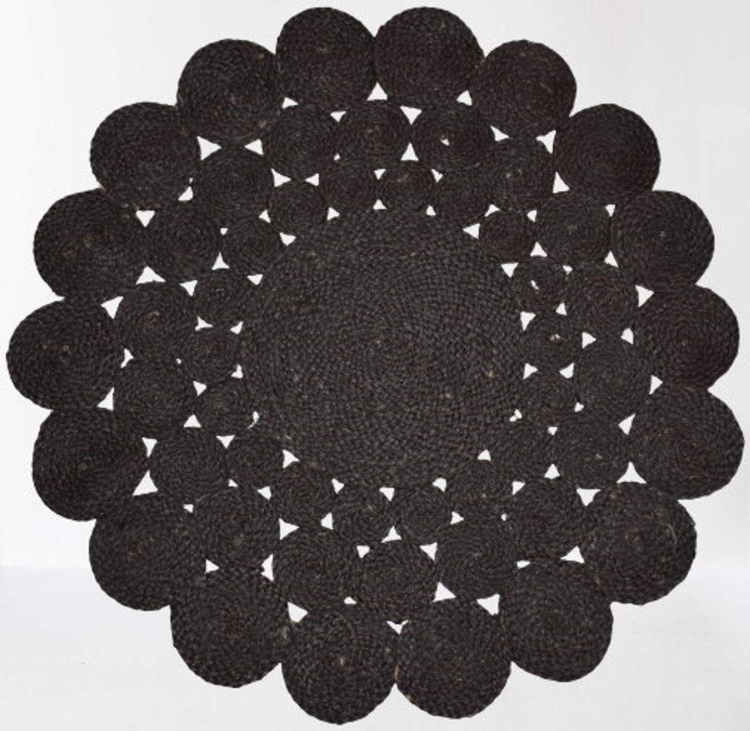 Rug Round Jute Rug Black Color Handmade Rug Home Decor Rugs Round Rug