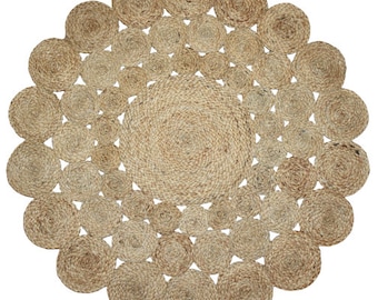 100% Natural Jute Rug Designed Round Area Rug Natural Fiber Jute Carpet for Home Decor