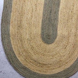 Floor Carpet in Oval Handmade Jute Oval Shape Area Rug for Living Room Hallway Indoor & Outdoor Rug image 4