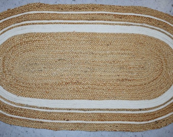 Floor Carpet in Oval Shape 100% Natural Jute Rug for Living Room Braided Jute Carpet