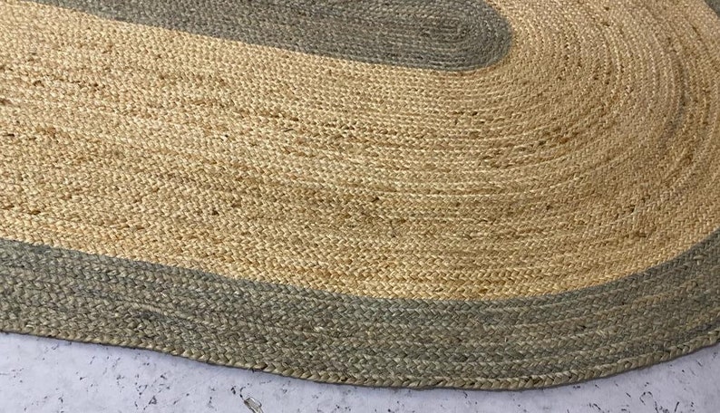 Floor Carpet in Oval Handmade Jute Oval Shape Area Rug for Living Room Hallway Indoor & Outdoor Rug image 2