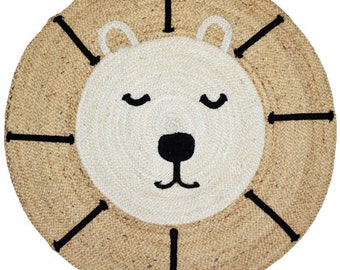 Jute Rug TEDDY Design Hand Braided Round Area Rug, Decorative Rug for Home Decor