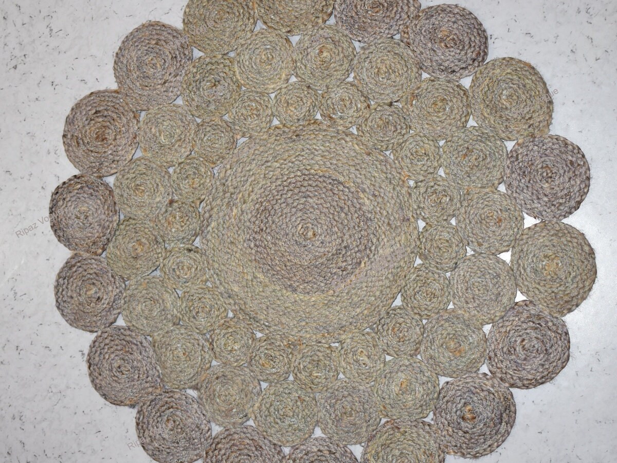 Gray Dye Jute Rug Circle Design Hand Braided Round Area Rug Etsy