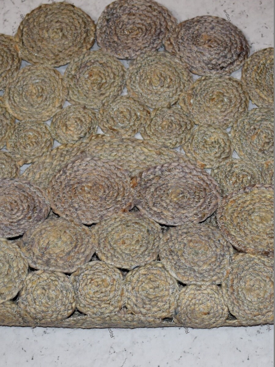 Gray Dye Jute Rug Circle Design Hand Braided Round Area Rug Etsy