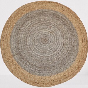 Ripaz Vloerkleed, natuurlijk jute beige met witte lijn, handgevlochten