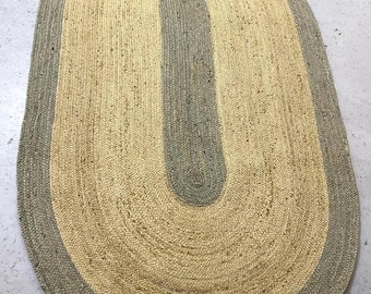 Floor Carpet in Oval Handmade Jute Oval Shape Area Rug for Living Room Hallway Indoor & Outdoor Rug