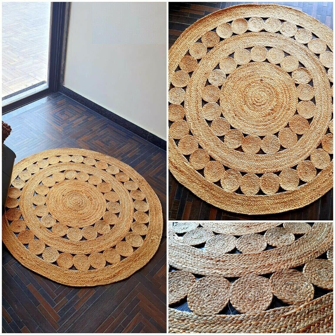 Entworfener natürlicher Juteteppich Handgemachter Teppich Home | Etsy