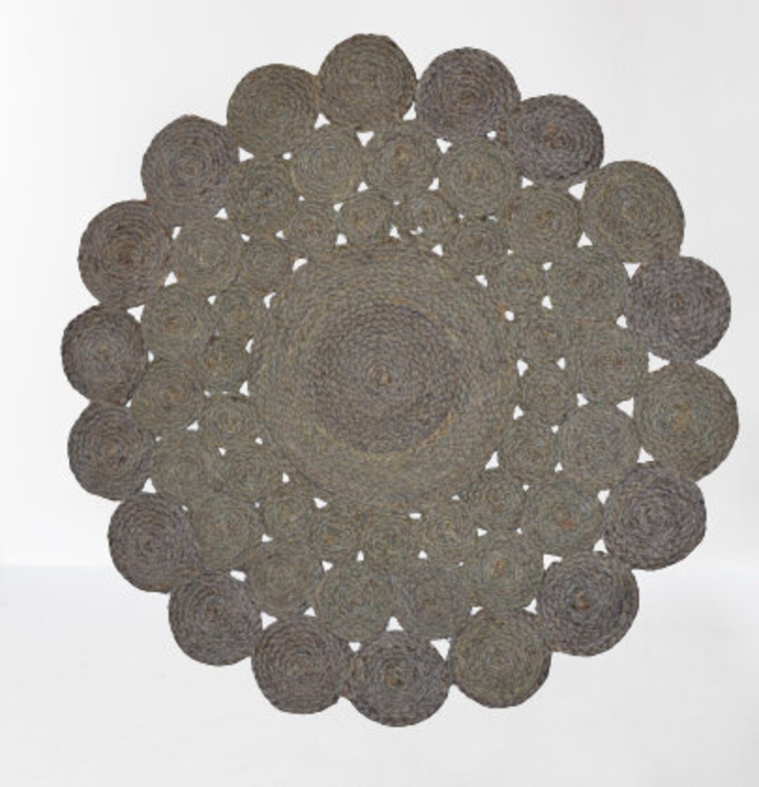 Gray Dye Jute Rug Circle Design Hand Braided Round Area Rug 2x2, 5x5, 10x10 Ft Etsy