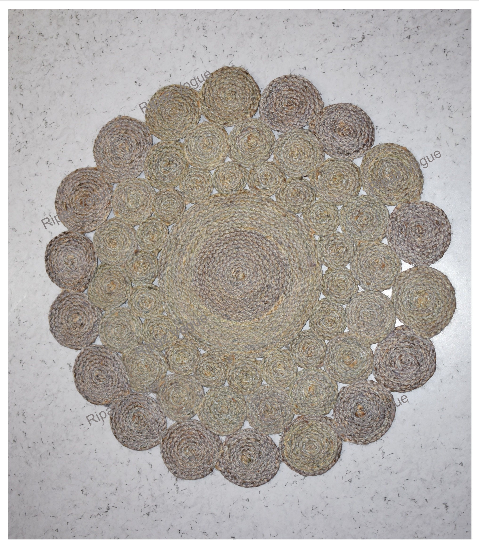 Gray Dye Jute Rug Circle Design Hand Braided Round Area Rug Etsy
