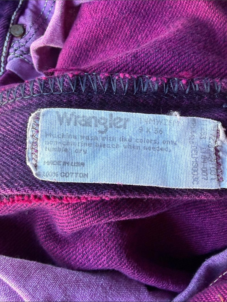 Vintage Wrangler-jeans från 80- och 90-talet i psykedelisk lila, midja 66 cm bild 5