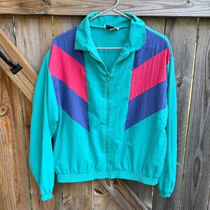 Vintage Wind Suit Jacket Gertrude Davenport Green Pink Large