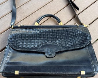 Vintage Hartmann By Lombardo Leather Flap Over Double Gusset Briefcase Zippered