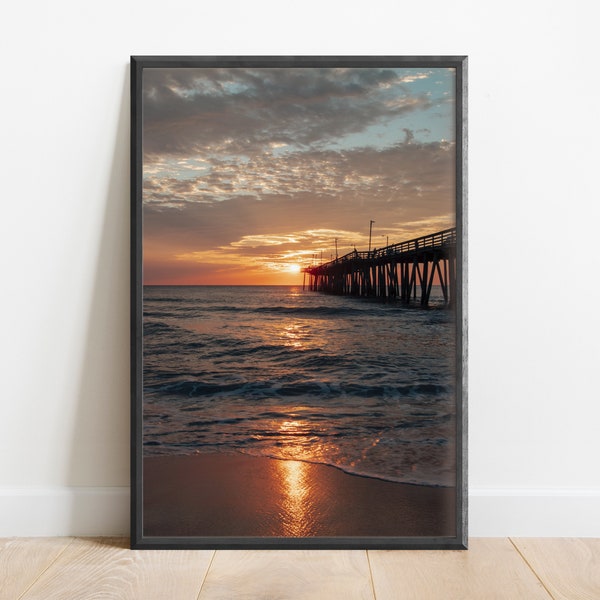 Sunrise Photography | VA Beach Landscape Print | Fishing Pier Wall Art | Sunrise Seascape | Nature Photography | Virginia Beach Decor | Dawn