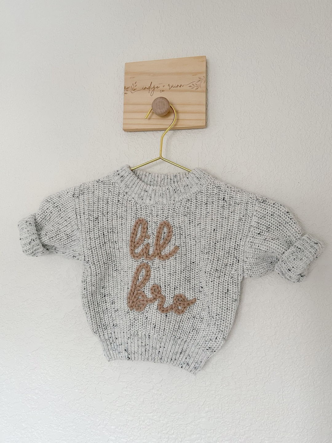 Little Brother Sweater Baby Knit Sweater Embroidered Baby Boy Etsy