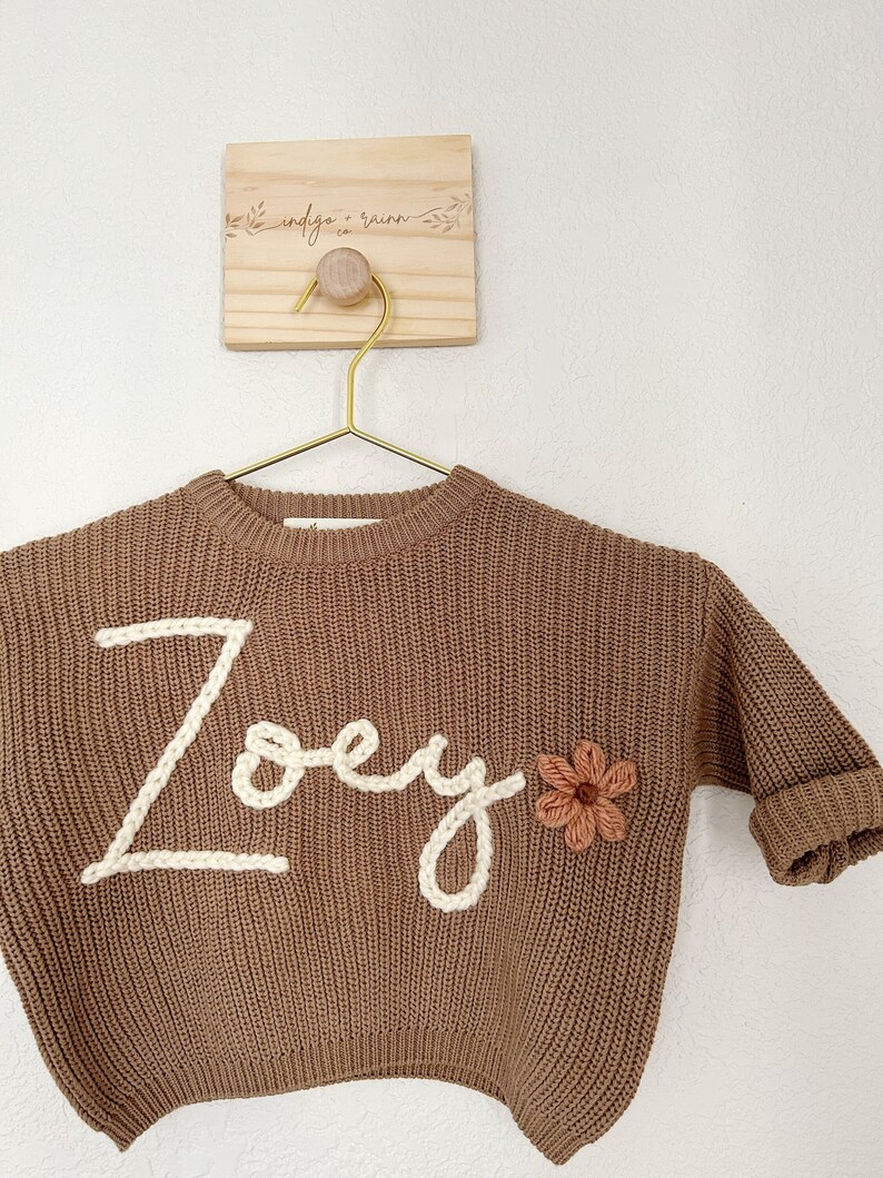 Personalized Baby Name Knit Sweater Embroidered Custom Baby Etsy