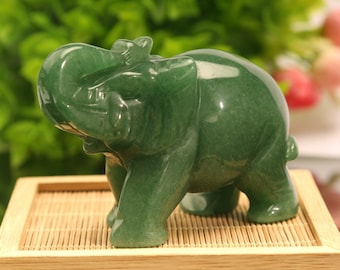 Exquisite A pair 100/% China natural jade hand-carved statues of elephant RT