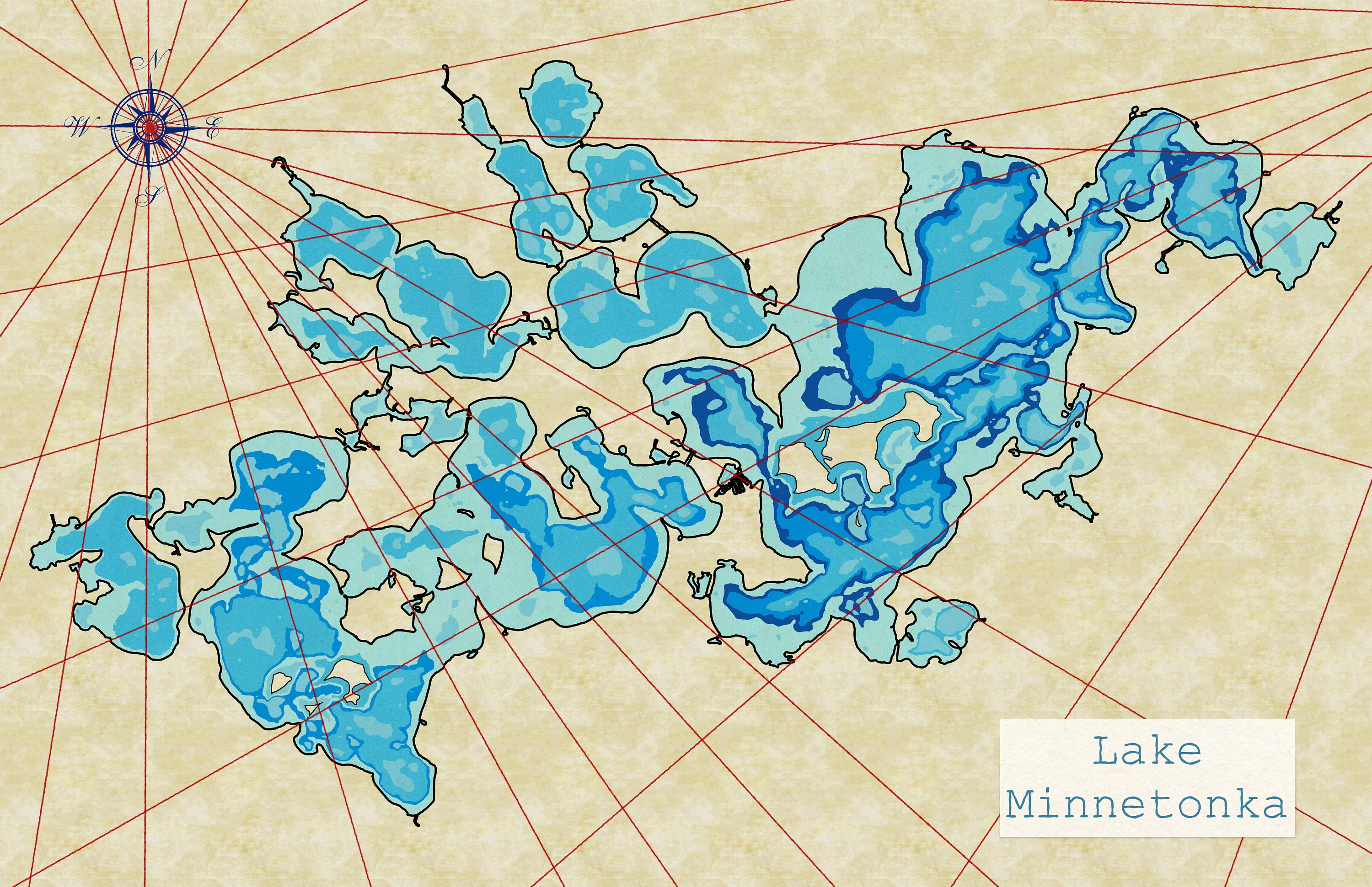 Lake Minnetonka Map Print Bathymetry Map | Etsy